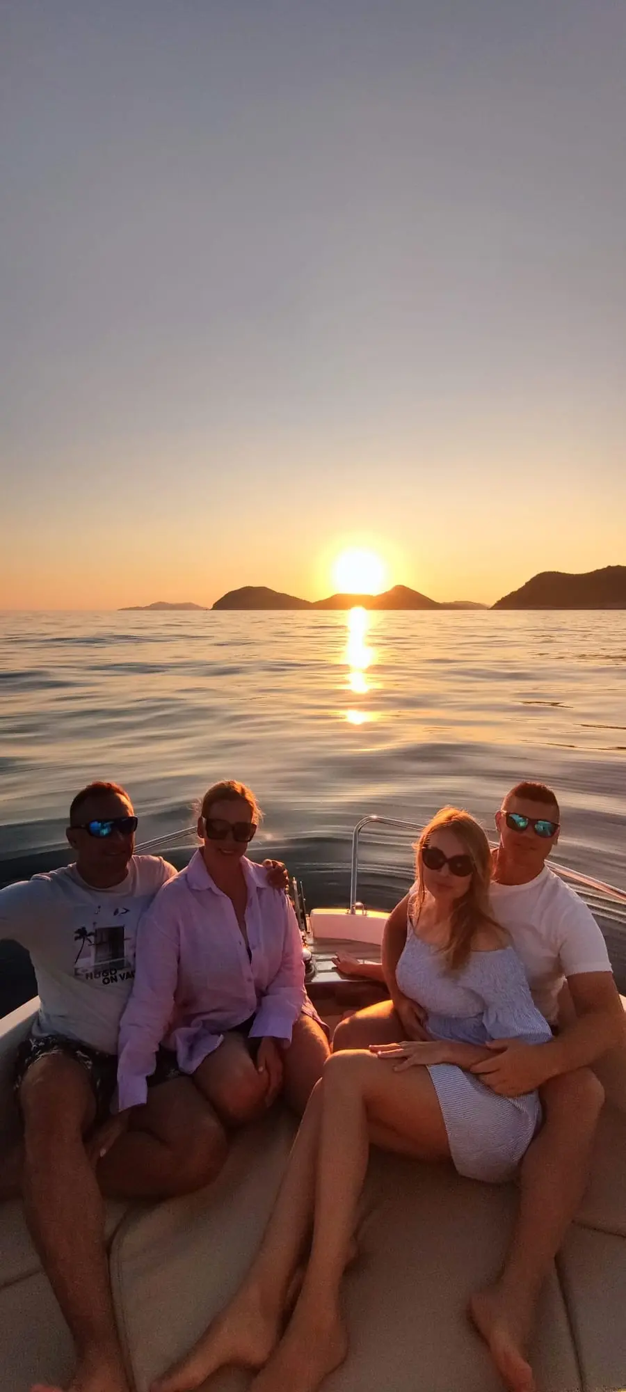 Boat at sunset near Dubrovnik